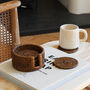 Marbury Brown Round Rattan Coasters Set Of Six, thumbnail 4 of 5
