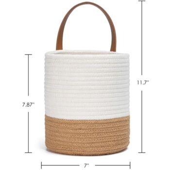 Pack Of Two Modern Jute White Hanging Baskets, 2 of 4