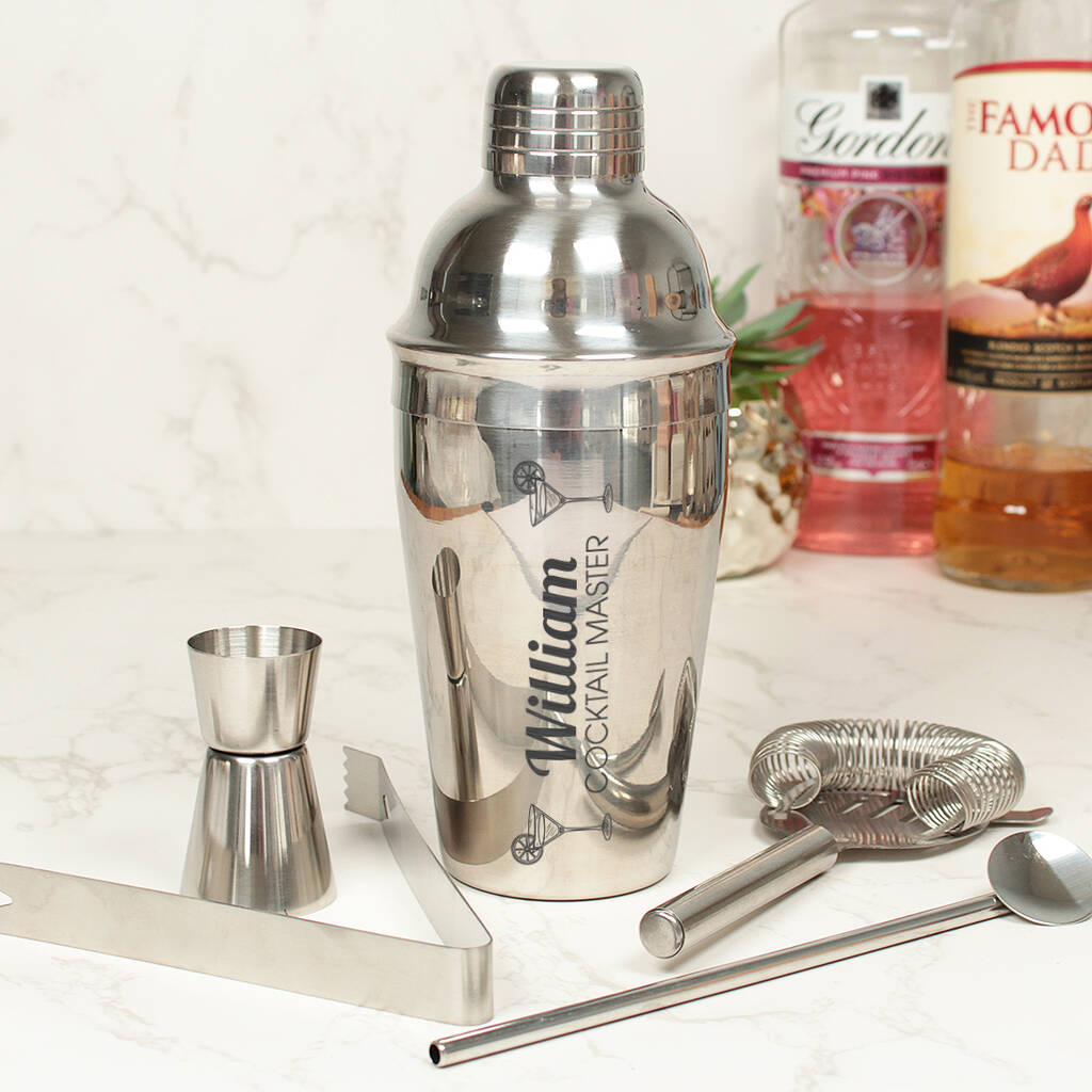 Cocktail Master Five Piece Cocktail Shaker Gift Set, 1 of 3