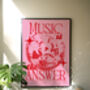 Music Is The Answer Print | Disco Ball | House Music | Music Poster | Wall Art | Groovy | Bold | Typographic | Dj | Wall Decor |, thumbnail 2 of 9