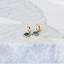 Square Opal Diamante 24k Gold Plated Huggies Earrings, thumbnail 7 of 7