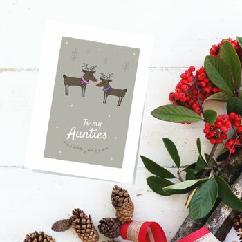 'To My Aunties' Christmas Greetings Card Reindeers, 2 of 10