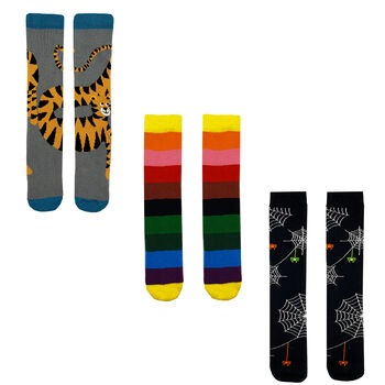 Set Of Three Children's Socks In A Gift Box Tigers, 2 of 2