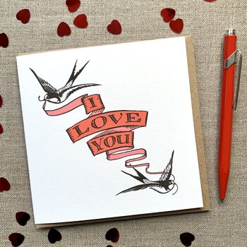 I Love You Valentine's Card With Two Swallows, 2 of 3