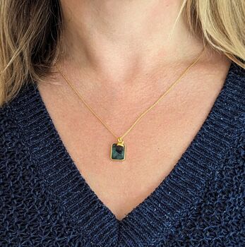 The Duo Emerald Necklace, Gold Plated, 2 of 12
