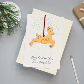 Personalised Keepsake Reindeer First Christmas Card, 2 of 4
