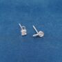 Dainty Cz Stone Padlock And Key Stud Earrings, 925 Sterling Silver, thumbnail 7 of 8