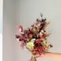 Dried Acer And Hydrangea Bouquet In Red Pink Tones, thumbnail 2 of 6