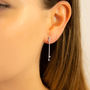 Sterling Silver Delicate Cube And Bar Stud Earrings, thumbnail 3 of 4