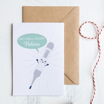 Personalised Get Well Soon Card With Thermometer, 2 of 2