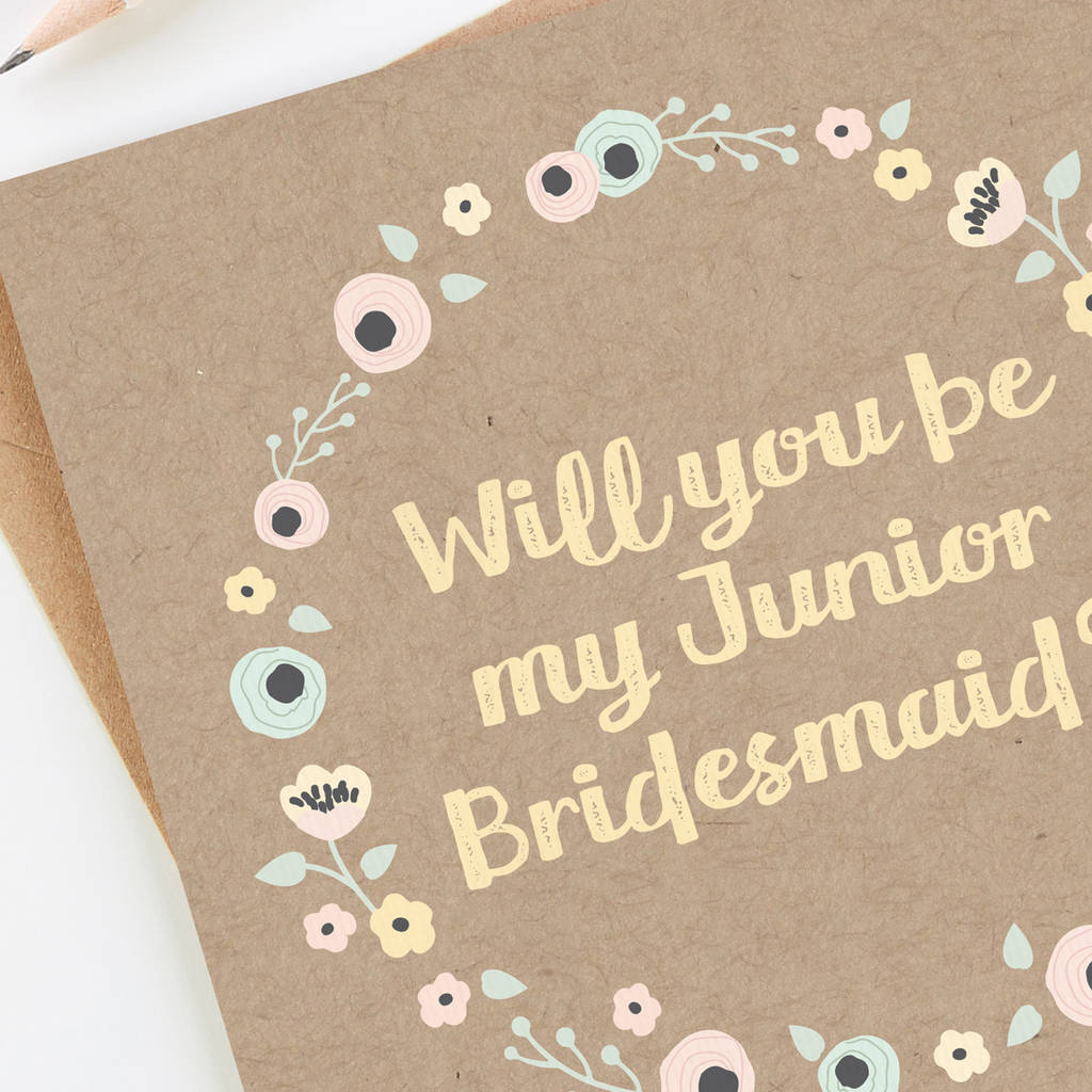 Will You Be My Junior Bridesmaid Kraft Floral Card By LOOM Weddings