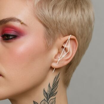 Oxidised Silver Gothic Triangle Ear Climber Earring, 3 of 7