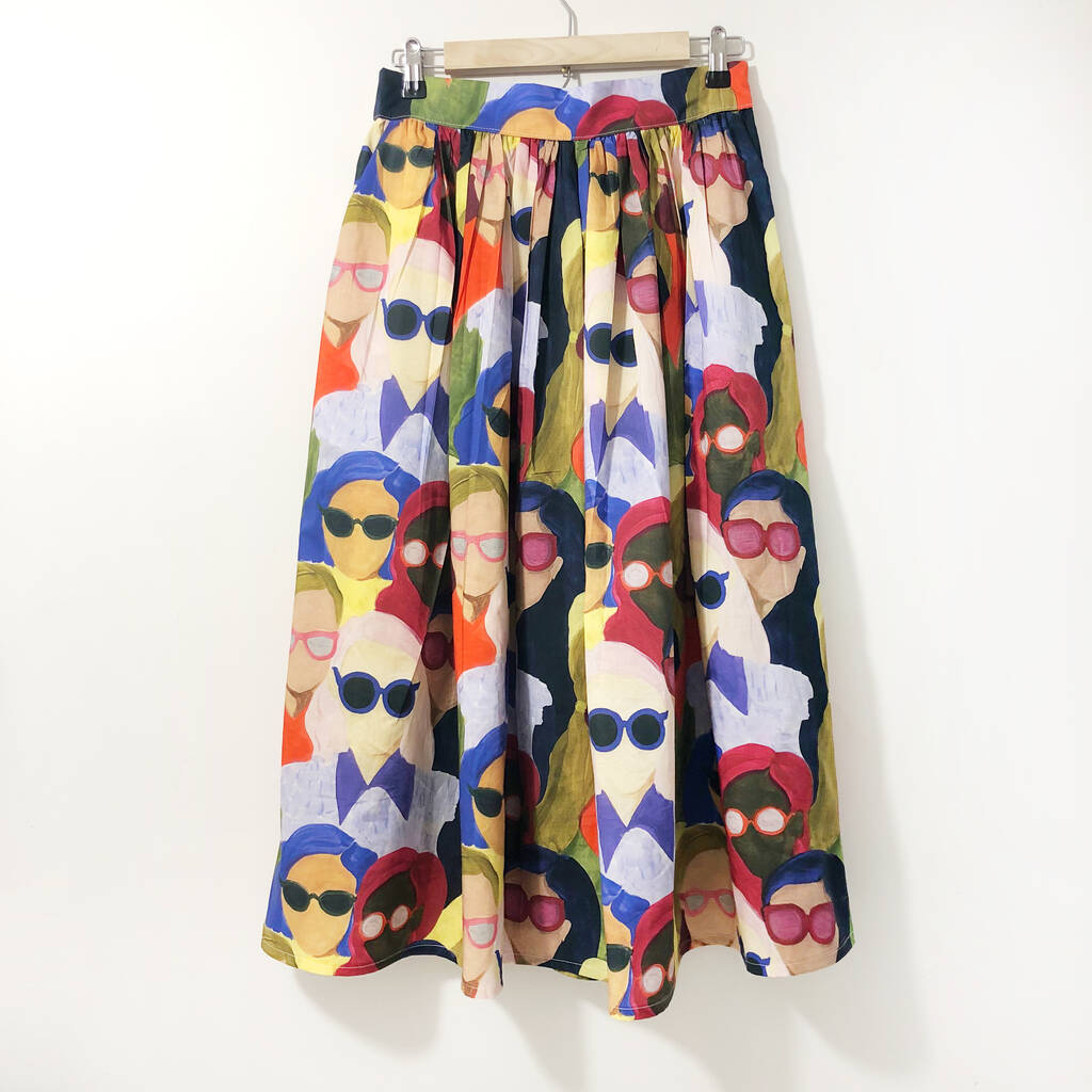 Printed Cotton Midi Skirt Epic Spectacles, 1 of 5