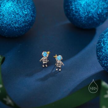 Astronaut Cz Stud Earrings In Sterling Silver, 2 of 11