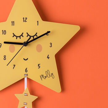 Children's Sleepy Star Matt Bedroom Clock With Name, 4 of 9
