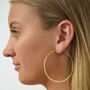 Textured Large Gold Plated Silver Hoop Earrings, thumbnail 2 of 5