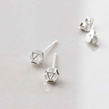 Sterling Silver Cubic Zirconia Prism Stud Earrings, 3 of 6