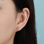 Sterling Silver Delicate Moonstone Huggie Hoop Earrings, thumbnail 8 of 10