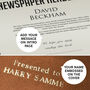 David Beckham Personalised Football Gift Newspaper History Book, thumbnail 5 of 9