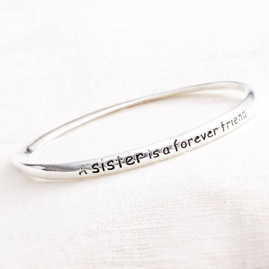 'a sister is a forever friend' silver bangle by bloom boutique ...