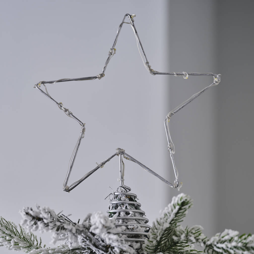 Silver Star Christmas Tree Topper With Lights By Ginger Ray