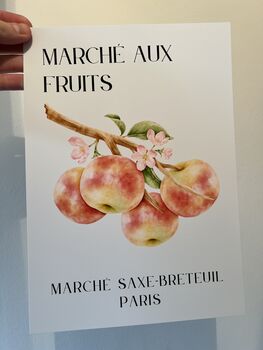 French Fruit Market Art Print Poster, France, Fruit, Apple, Hand Drawn, 2 of 2