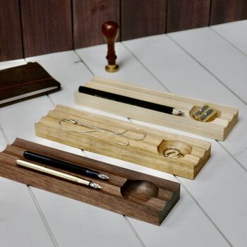Personalised Wooden Pencil Tray With Storage Dish, 5 of 8