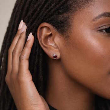 Sterling Silver January Garnet Birthstone Stud Earrings – 7mm, 3 of 8