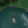 Sterling Silver Enamel Kingfisher Necklace, thumbnail 3 of 12