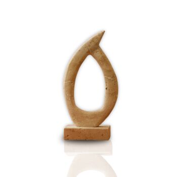 Hand Carved Travertine Teardrop Sculpture, 2 of 2