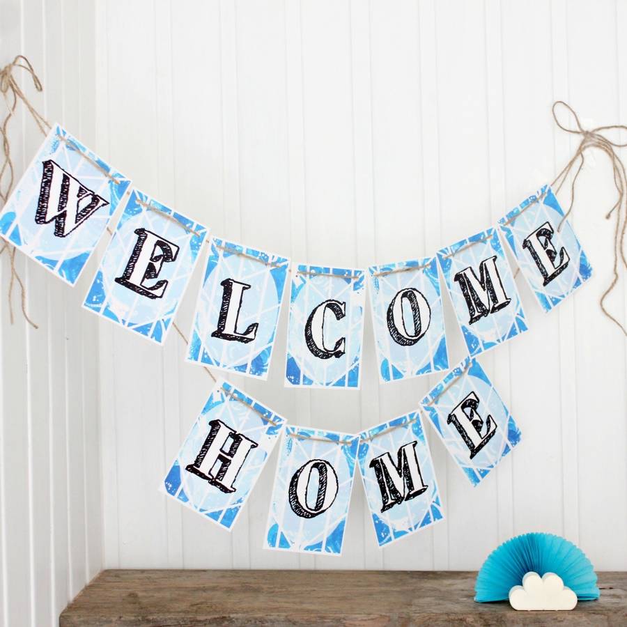 welcome home bright bunting, party decoration by little ...