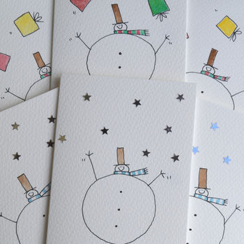 Pack Of Six Juggling Snowmen Christmas Cards, 3 of 3