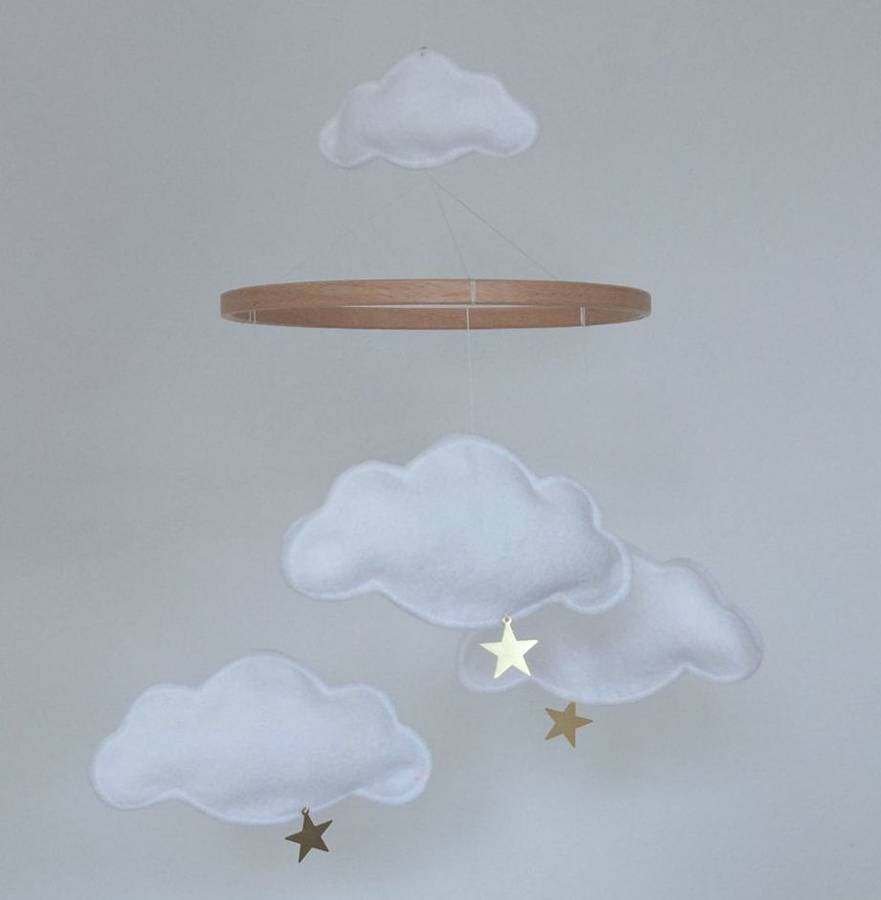 White Multi Cloud And Star Baby Mobile, 1 of 6