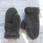 Grey 100% Wool Hooded Mittens, thumbnail 1 of 2