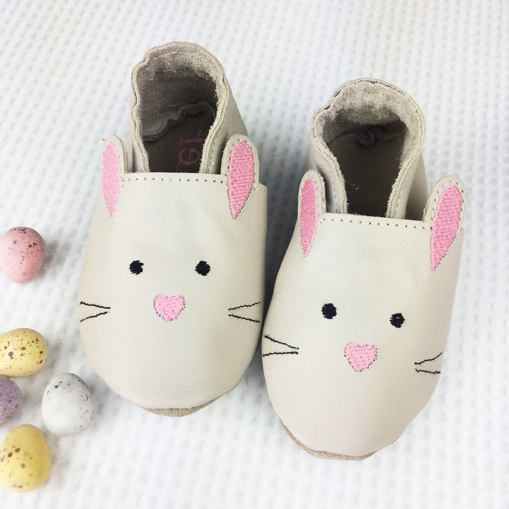 Personalised Leather Easter Bunny Paw Print Baby Shoes By Born Bespoke