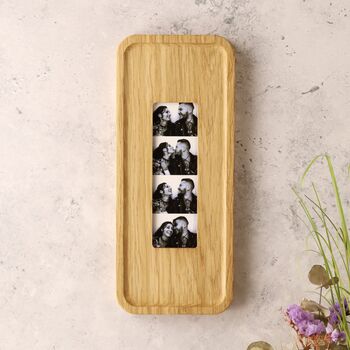Solid Oak Photobooth Frame With Personalisation And Photo Strip Print Option, 2 of 11