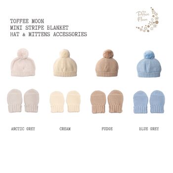 Cosy Mini Stripe Baby Blanket And Bobble Hat Gift Set, 4 of 12