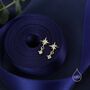 Sterling Silver Starburst And Dangle Cz Stud Earrings, thumbnail 2 of 11