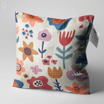 Soft Cushion Cover With Abstract Multicoloured Flowers, 3 of 7