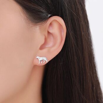 Sterling Silver Tiny Tiger Stud Earrings, 3 of 12