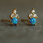 Blue Opal Sterling Silver Gold Stud Earrings, thumbnail 1 of 5