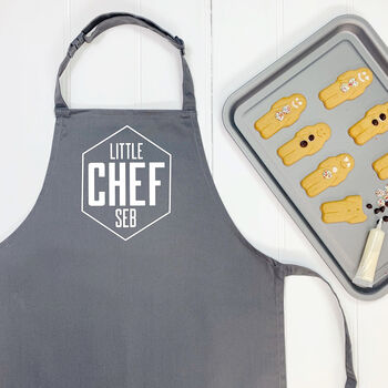 Little Chef Personalised Hexagon Kids Apron, 3 of 9