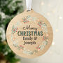 Personalised Wreath Round Wooden Decoration, thumbnail 1 of 4