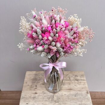Pink And White Bridesmaid Dried Flower Bouquet, 7 of 9