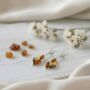 Tricolour Baltic Amber And Silver Leaf Drop Earrings, thumbnail 2 of 3