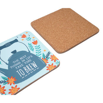 Set Of Four Floral Tea Cork Coasters | Gift Box, 5 of 6