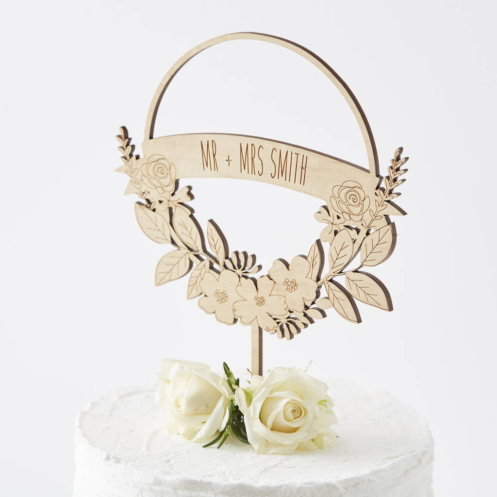 Personalised Flower Wreath Cake Topper, 1 of 6