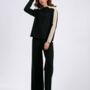 Mock Neck Black Knitted Women's Co Ord Set, thumbnail 2 of 5