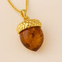 Personalised Gold Plated Sterling Silver Baltic Amber Acorn Necklace, thumbnail 1 of 10