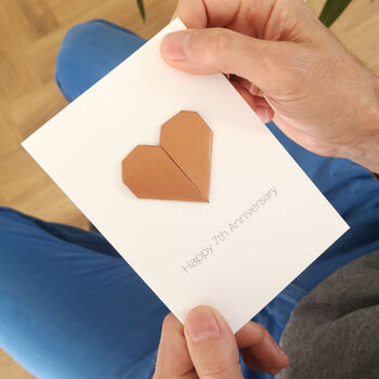 Personalised Anniversary By Year Origami Heart Card, 8 of 12